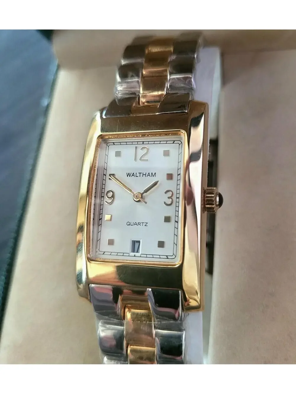 Brand‎ New Vintage Waltham 2 Tone White Enamel Men's Watch